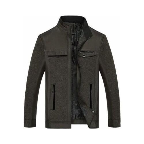 T1465-A1376 2020 middle-aged mens spring and autumn wear thin style fashion leisure stand collar jacket cheap wholesale