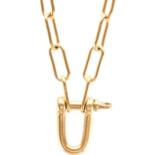 Handmade U-shaped lock screw hook Stainless steel heavy chain Necklace For Women Men Hip Hop Thick Necklace Party Jewelry