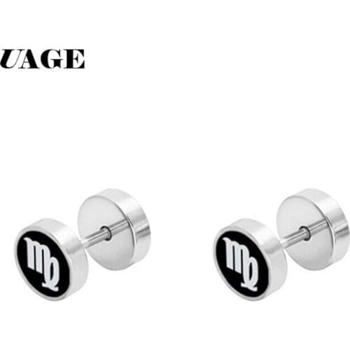 UAGE New Brand Stud Earring Girls Fashion Jewelry Zodiac 12 Constellation Virgo Pendant Earrings For Women Gifts