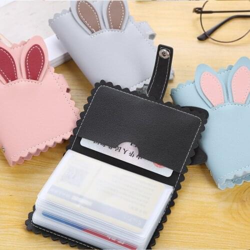 PU leather 24 men and women business card holder rabbit ear business card holder ID bag bank card holder gift card holder