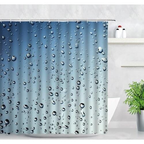 Waterproof Cloth Shower Curtains Water Raindrops Scenery Creative Art Blue Modern Home Decor Bathtub Screen Bathroom Curtain Set