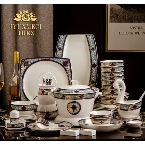 Phnom Penh European style high quality creative combination chopsticks bone porcelain bowl ceramic plate tableware