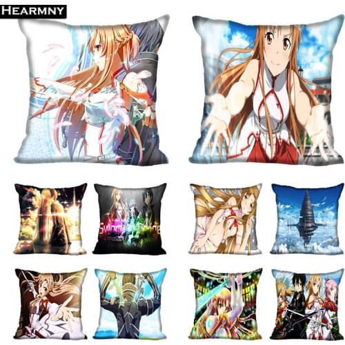 Custom Decorative Pillowcase Sword Art Online Square Zippered Pillow Cover 35X35,40x40,45x45cm(One Side)
