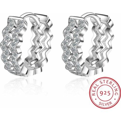 925 sterling silver earring fashion zirconia geometry circle earring ear bone ear buckle wild trend female girl silver jewelry