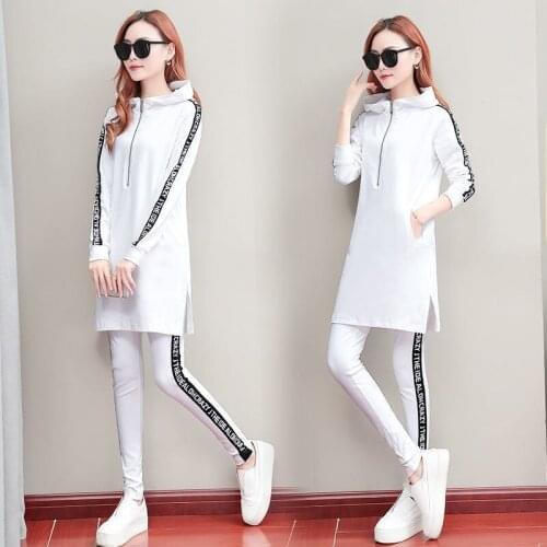 Fat MM Spring, Autumn and Winter Clothing 2021 New Korean Fashion Mid-length Coat Ladies Loose Sports and Leisure Two-piece Suit