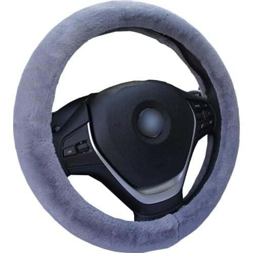 Winter Imitation Rabbit Plush Car Steering Wheel Cover For Most Steering-Wheel 37-38 CM 14.5 "-15" Braid on Car Accessories