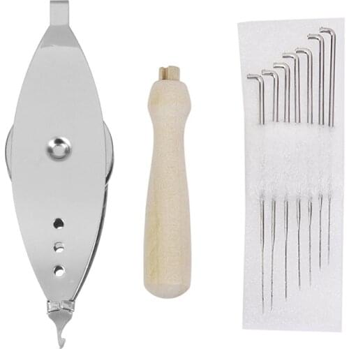 1Pc Metal Tatting Shuttle Tool for Hand Lace Making Sewing Craft Tools & Set of 7 Pcs Felting Needles with Wooden Handle Wool