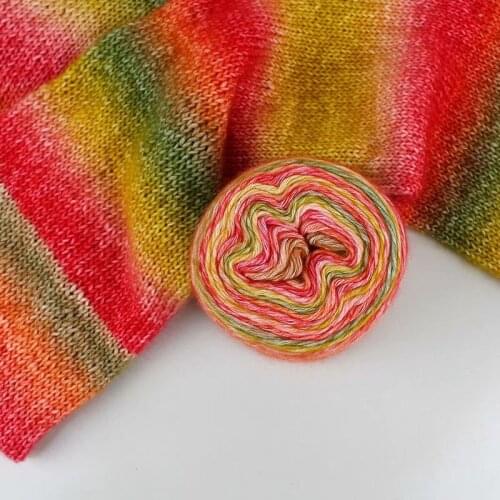 2pcs 100g Gradient Cake Velvet Hand-knitted Wool Soft and Warm Wholesale Scarf Hat with Fine Wool In Line Wholesale