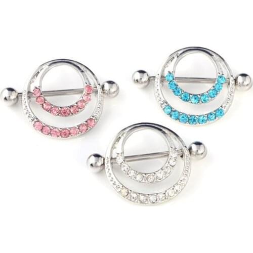 2Pcs Double Round Nipple Rings 16G Nipple Piercing Alloyed Nipple Ring Body Jewelry piercing de orelha