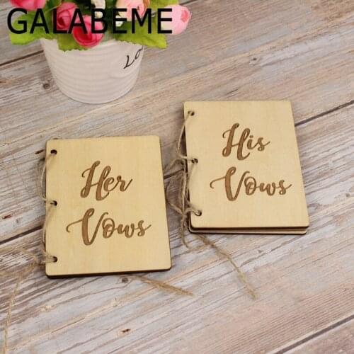 Galabeme 2pcs Vintage wooden cover Vow Book His Vows Her Vows Book Vow Booklets Bridal Shower wedding Party Decoration