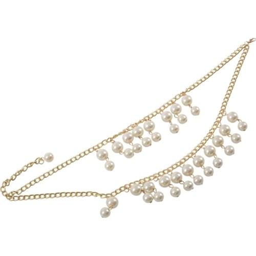 2 Broke Girls N116 Caroline inspired Gold and Cream Pearl pendant Chain necklace