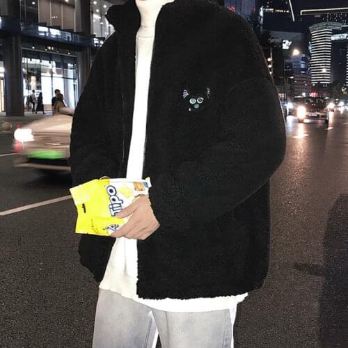 2021 Winter plush plush lamb jacket mens jacket trend handsome velvet jacket