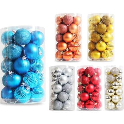 24pcs/bucket Christmas Balls Christmas Tree Decoration Ball Hanging Pendant Christmas Day Decorations