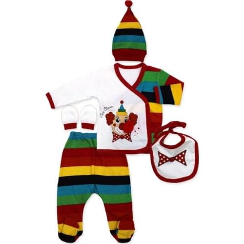 Newborn Baby Hospital Pack 5 pieces 100% cotton Clown figure 2021 fashion turkish made
