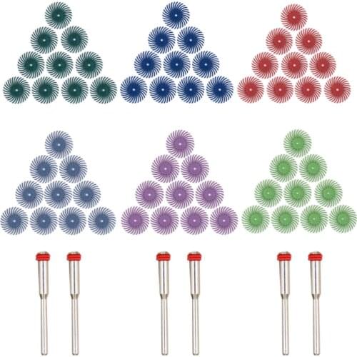 GOXAWEE Abrasive Tools Polishing Brush Discs 25mm For Dremel Rotary Tools Mini Drill Accessories 60pcs with 6pcs 3.0mm Mandrel