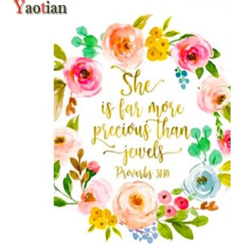 5D Diamond Painting Diamond Mosaic Bible Poetry Scripture Christianity Flower DIY Full Drill Square Diamond Embroidery Decor New