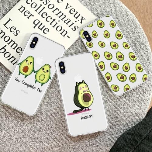 DIFFRBEAUTY Phone Case Coque For iPhone 11 Pro XR 6 6S Plus X 5 SE Plus Cute Fruit Avocado Clear Phone Cover For iPhone 8 7 Plus
