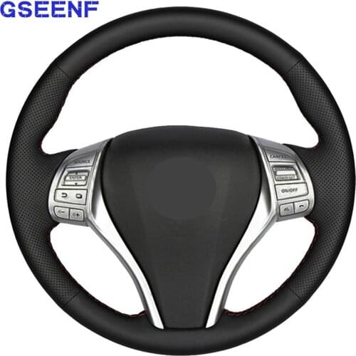 Steering Wheel Cover For Nissan Teana Altima 2013-2016 X-Trail QASHQAI Rogue 2014-2016 Sentra Tiida Black DIY Genuine Leather