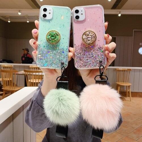 Case For Xiaomi Mi 10T 10X 9A 9C 9 Poco M3 X3 NFC X2 F2 Redmi K30 K30i Note 9 10 Pro Lite Ultra Luxury Diamond Hair Ball Cover