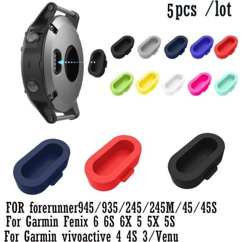 Silicone Dustproof Plug Cover Charger Case for Garmin forerunner 945/935/245/245M/45/45S Fenix 6 6S 6X 5 5X 5S / Vivoactive 3/4