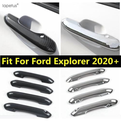 For Ford Explorer 2020 2021 Side Door Handle Bowl Grab Decorative Cover Kit Trim Carbon Fiber / Chrome Exterior Accessories