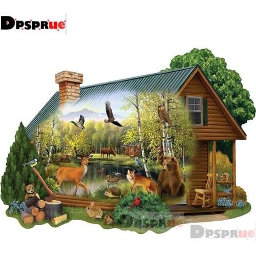 Dpsprue Full 5d Diy Diamond Painting Cross Stitch Animal house Diamond Embroidery Kit Mosaic Home Artworks Decor Gift DR08
