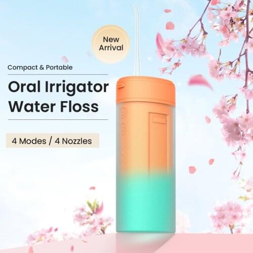 Portable Oral Irrigator Cordless Dental Water Jet Flosser Scalable 160ML Tank Waterproof Teeth Cleaner 50-70psi 4 Nozzles 4Modes