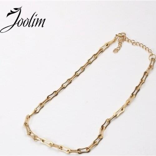 Joolim Jewelry PVD Gold Finish Thick Hoop Style Fold Wear Necklace Stylish Stainless Steel Necklace