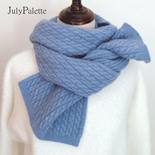 JulyPalette Solid Twist Scarf Women Autumn Winter Cashmere Warm Knitted Scarves Long Female Shawls Pashmina Scarf 10 Colors