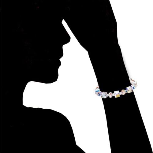 Cube Crystal Stone Bracelet Shining AB Rhinestone Exquisite Luxury Fashion Bracelet Jewelry Wholesale 2 Color