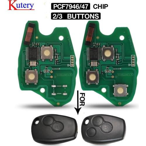 Kutery 2/3 Buttons 433MHZ PCF7946 / PCF7947 Chip Car Remote Key Circuit Board For Renault Clio Scenic Kangoo Megane Replacement