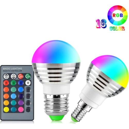E27 E14 Smart Control Lamp 16Color Changing Magic Bulb Led RGB Dimmable Light Smart Control Spotlight with 24 Key Remote Control