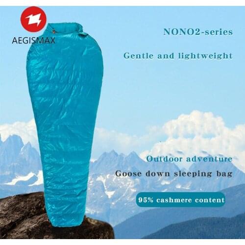 AEGISMAX NANO2 Adult Blue Outdoor Camping Spring Autumn Mummy White Goose Down Splicable Sleeping Bag Portable Lazy Bag