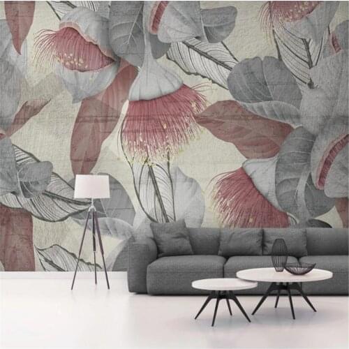 Milofi background wall custom modern minimalist small fresh retro plant leaf background wall large wallpaper mural