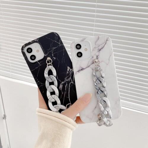 Cloud White Black Crack Marble Bracelet Moblie Phone Cases for iphone 12 Pro Max 11 pro X XS Max XR 7 8 Plus Chain Soft Shell