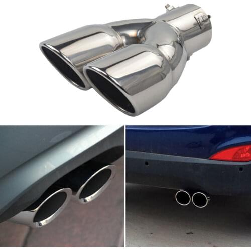New Square End One Change Two Doub Car Stainless Steel Dual Exhaust Tip with 3 inch ID Inlet Rolled Edge Slant Cut