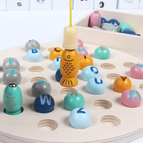 NEW Wooden Toys Early Educational Toys Clip Beads Fishing Multi-functional Learning Alphabet Toy Montessori Gifts for Children