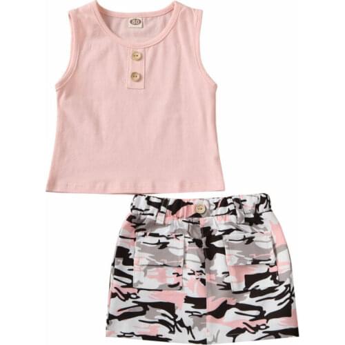 New 2PCS Toddler Baby Girl Summer Clothes Set Tops Vest+Sheath Skirt Outfits