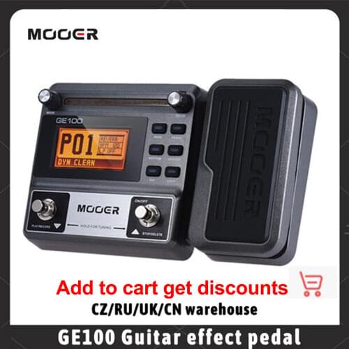 MOOER GE100 Guitar Multi-Effect Processor Pedal Loop Recording Chord Course Function with LCD Display Guitar Accessories PE100