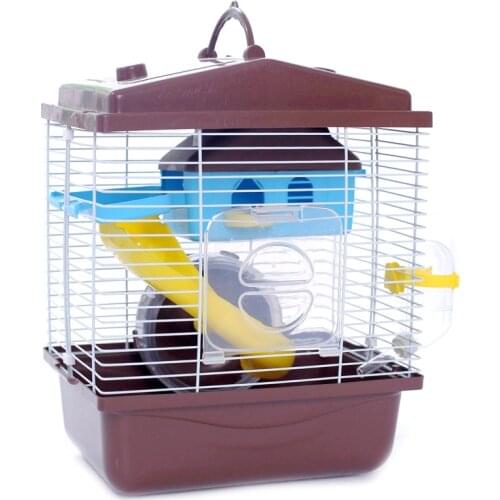 Promotion! Pet Cage Hamster Cottage with Transparent Skylight Double Layer House for Hamster Golden Hamster Pet Coffe