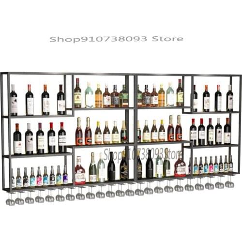 Industrial style bar bar counter wine rack restaurant wall glowing wine display rack retro creative wall-mounted wine cabinet