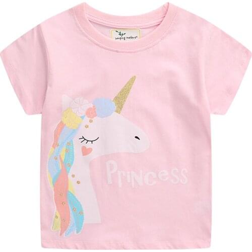 Jumping Meters New Girls Short Sleeve Tees For Summer Baby Cotton Clothes Fashion Unicorn Kids Girls T shirts