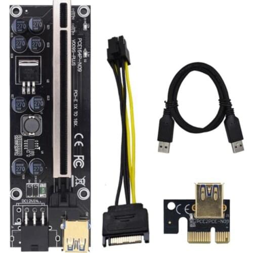 VER009S Plus PCIE Riser Card Ver 009S Sata 15 Pin to 6 Pin Express 1X 4X 8X 16X Adapter Extender Mining Miner
