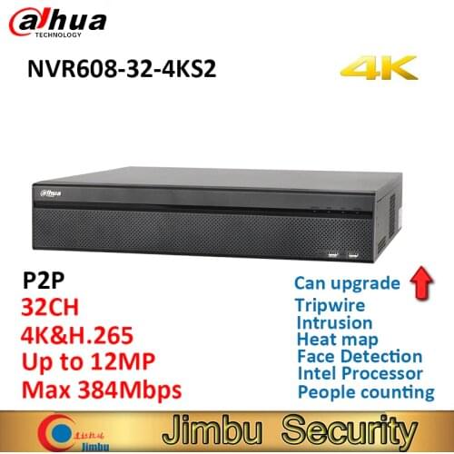Dahua 32 Channel Ultra 4K NVR NVR608-32-4KS2 H.265 Network DVR Intel Processor Up to 12MP Resolution Max 384Mbps Face Detection