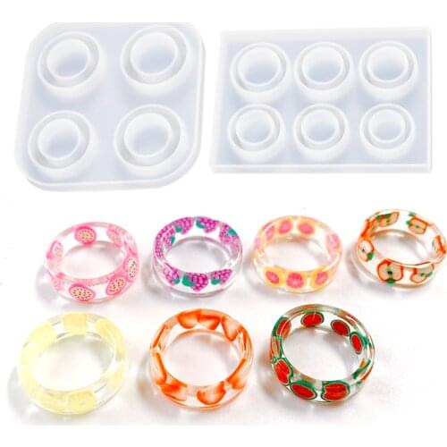 4/6 Grid Rings Shape Silicone Epoxy Mold UV Resin Moulds For Jewelry Making DIY Dried Flowers Epoxy Ring Transparent Resin Ring