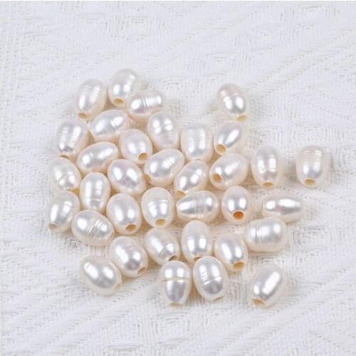 10-11mm Factory Wholesale Big Hole Size Freshwater Rice Pearl For Leather Strand Choker Necklace Braided Suede Bracelet 100g