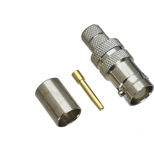 10Pcs Connector BNC Female jack Crimp For RG5 RG6 LMR300 Cable 50ohm RF Adapter Coaxial High Quanlity