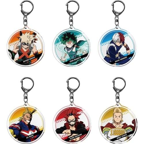 10 Styles My Hero Academia Round Keychain Japan Anime Boku no Hero Academia Keyring Deku Izuku Shoto Katsuki Acrylic Key Holder