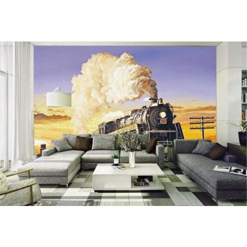 3d wallpaper custom mural non-woven picture The vintage steam train decoration painting photo wallpaper for walls 3 d