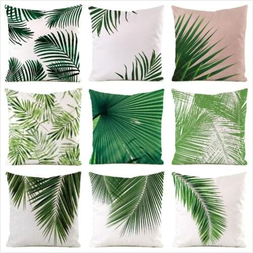 45cm*45cm **Palm Leaf** Inimitated Silk Fabric Throw Pillow Covers Couch Cushion Cover Home Decorative Pillows Pillow Case